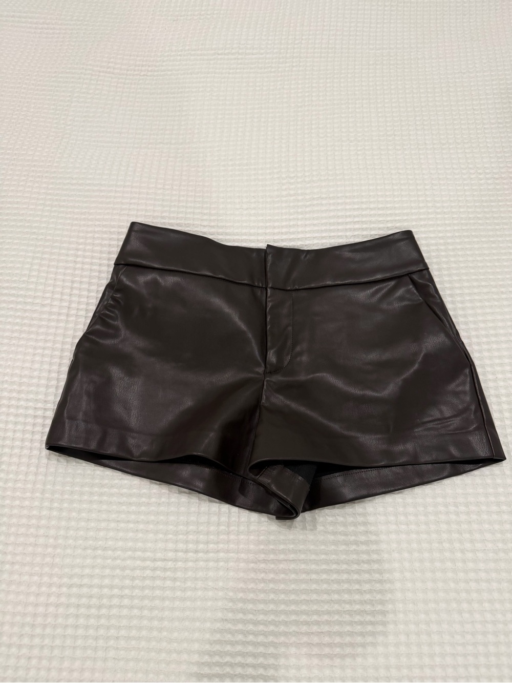 Zara High-Waist Faux Leather Shorts - Dark Brown